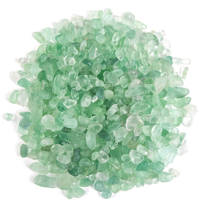 QICQDRAM Natural Green Flourite Crystals Bulk 0.9 Lb/405g Small Tumbled Chips Crystal Stone Decorative Pebbles for Home Decoration & Fish Turtle Tank, Vase Filler, Plants Decor