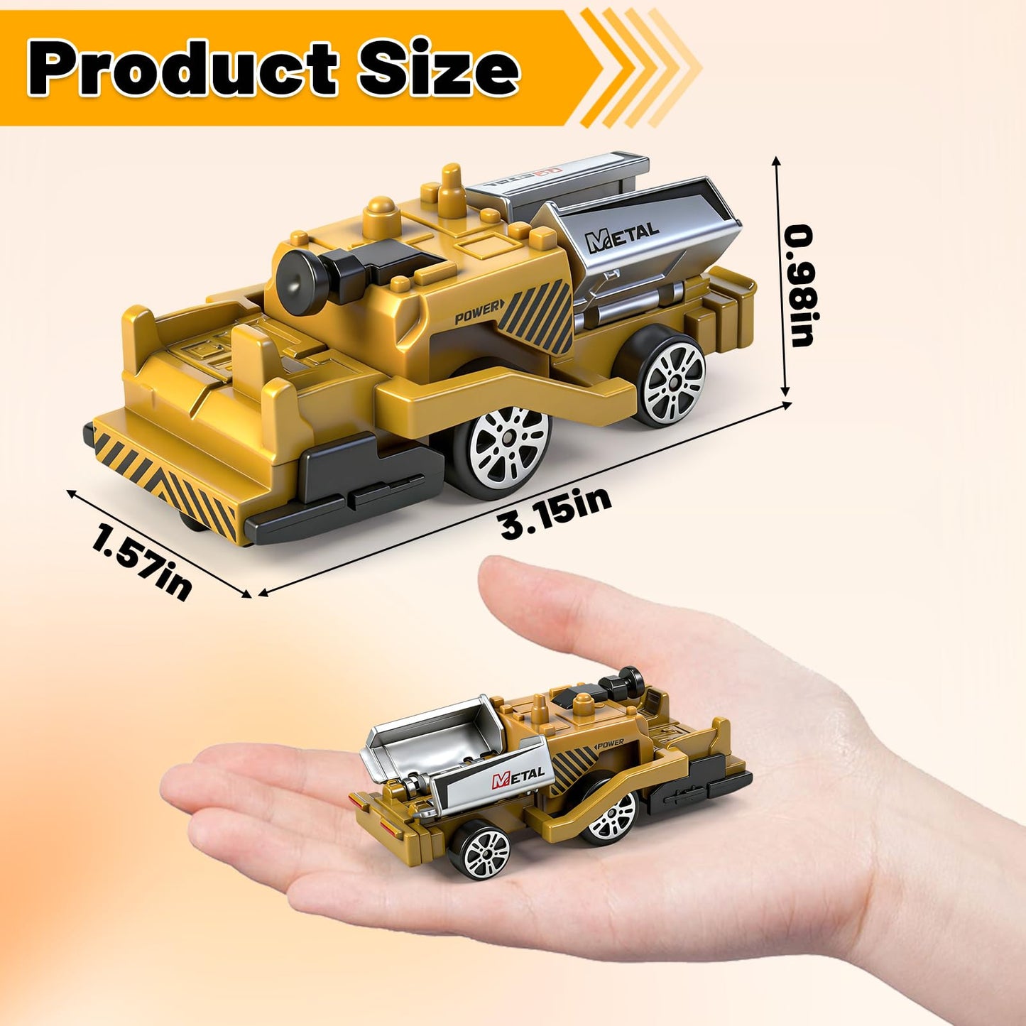 12 Pack Diecast Construction Toys, Mini Alloy Engineering Vehicle Car Set for Kids 3 4 5 6 7 8 Years Old, Excavator Truck Toys for Birthday Party Favors Cake Decorations Gifts(Yellow)