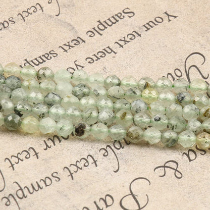Song Xi 120pcs 3mm Natural Prehnite Gemstone Beads Faceted Round Loose Stone Beads for Jewelry Making