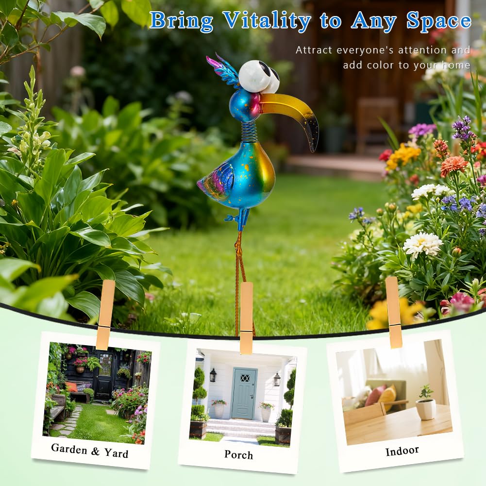 Giole 18.9" Metal Peacock Garden Statue - Weather-Resistant Outdoor Bird Figurine, Yard Art Decor for Lawns and Patios, Unique Gift for Gardening Enthusiasts