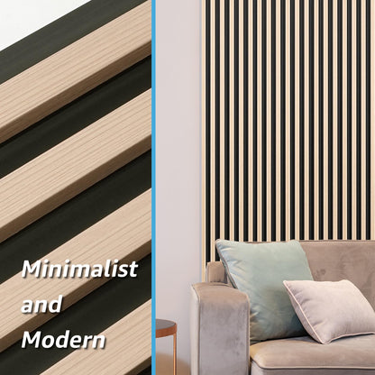 Art3d 8-Pack WPC Wood Slat Wall Panel for Interior Décor, 3D Wood Fluted Acoustic Paneling for Living Room Bedroom Home & Office Accent Wall Decor - 96 x 6 Inch Oak