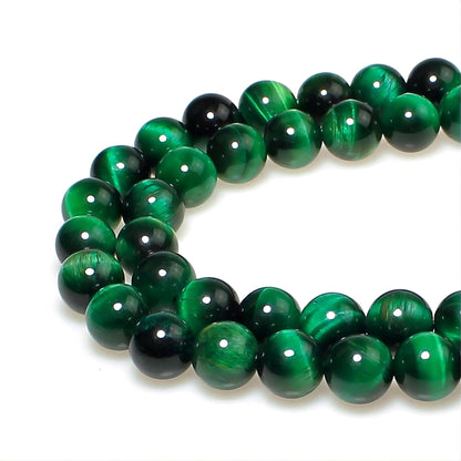 MJDCB Stone Beads 8mm 43pcs Round Green Tiger's Eye Loose Gemstone Bead Charms for Jewelry Making Bracelet Necklace Earring Pendant
