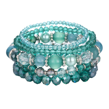 Noessla Beaded Boho Stretch Bracelet Colorful Stackable Crystal Beads Bracelets Trendy Costume Jewelry Mothers Day Gifts for Women(21-Sea green)