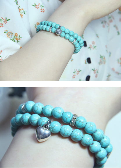 GDLKPYHS Healing Bracelets for Women - Turquoise Bracelet - Healing Prayers Crystal Bracelet, 8mm Natural Stone Stress Relief Yoga Beads Get Well Soon Gifts