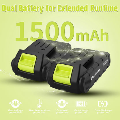 PULITUO'S 20V Cordless Drill/Driver, Electric Screwdriver - 2 Batteries, 30Nm, 21+1 Torque, 2 Speed, Keyless 3/8" Chase Drill with LED Light, Kit for Home (Green)