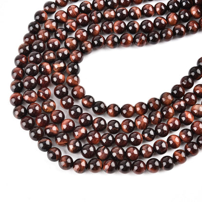 Genuine Red Tiger Eye Beads for Jewelry Making Gemstone Semi Precious Stone Round 6mm Strand 15"(60-62pcs)