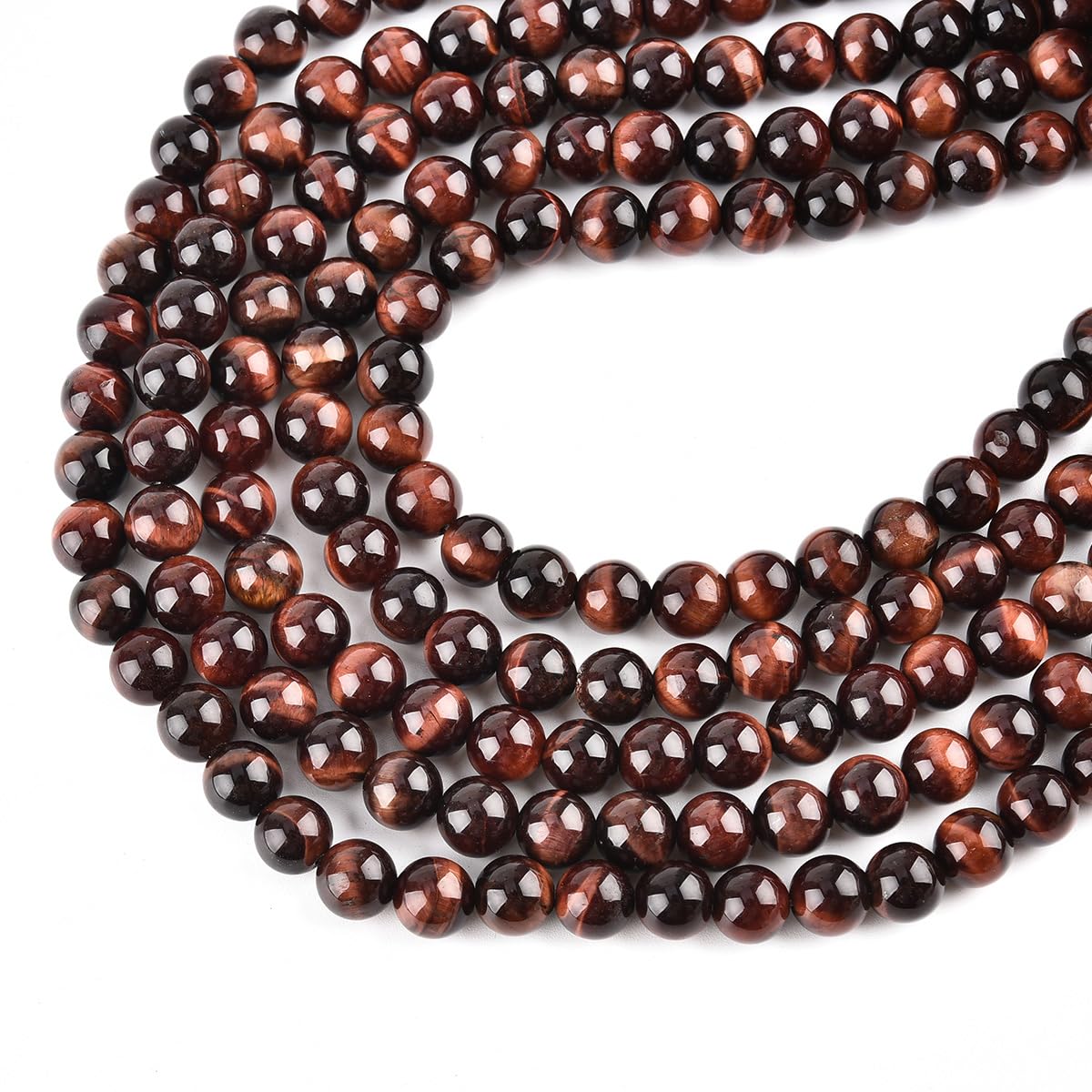 Genuine Red Tiger Eye Beads for Jewelry Making Gemstone Semi Precious Stone Round 8mm Strand 15"(46-48pcs)