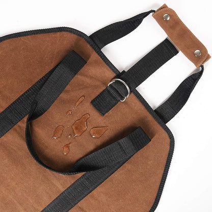 Tenn Well Firewood Carrier, 38in x 18in 16oz Waxed Canvas Log Carrier for Firewood, Wood Carrying Bag with Handles Securing Straps for Indoors Camping Trip, Gifts for Men Dad Husband (Brown)