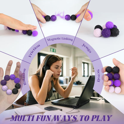 Silicone Magnetic Balls, Fidget Toys for Adults & Teens, 8PCS Stress Balls Sensory Toy, Quiet Magnet Desk Fidgets with Textured, ADHD Anxiety Relief Items, Fun Stocking Suffers Gifts