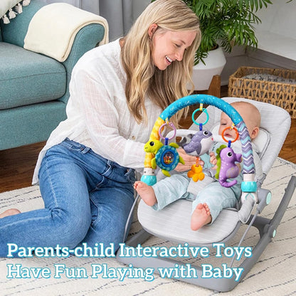 BATOHO Baby Stroller Arch Toy, Clip On Arch Mobile for Bassinet with Universal Clamps, Activity Toy Bar for Bouncer Musical Crib Mobile Toys for Infants Car Seat Toys Rattle Turtle Music Whale