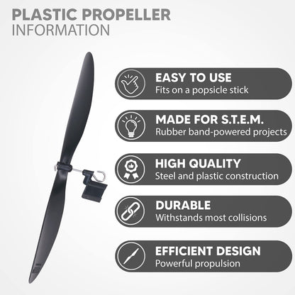 6-Inch Plastic Propellers, 10-Pack – Build Rubber Band Powered Planes, Helicopters, and More STEM Projects