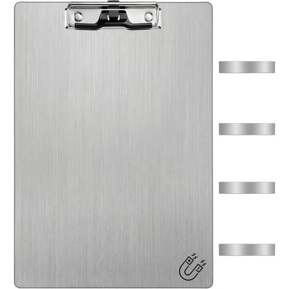 Seajan 1 Pack Stainless Steel Magnetic Clipboards with 304 Low Profile Clip Metal Magnetic Clipboards Stainless Steel A4 Letter Size Document Holder for Office Fridge Recipe Splint (Silver,9x12.5inch)