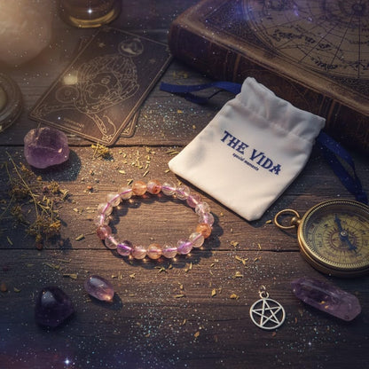 The Vida Handmade AAA+ Quality Crystal Stretch Elastic Bracelet - Nature Gemstone - Jewelry Gift - Holiday Gift - For Women & Men (Super 7)