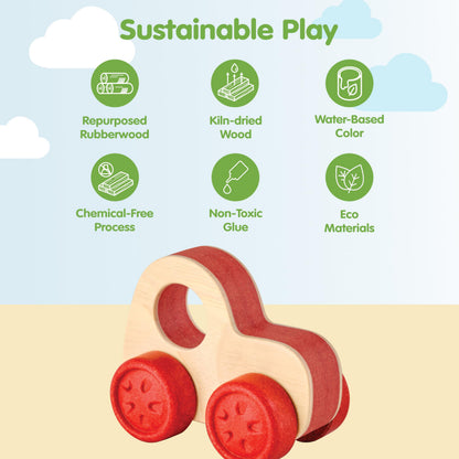 PlanToys® Timber Trail Cruiser Wooden Montessori Movement and Balance Toy | Gross Motor, Coordination and Cause & Effect Early Learning Activity | Eco Friendly Outdoor Adventure Ride-On
