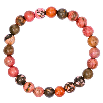 Amazing Gemstone Crystal Bracelet for Women Men's Gifts - Protection Healing Crystal Bracelet - 8mm Gemstone Beaded Stretchable Bracelet Pulseras Para Hombres Mujer Stocking Stuffers Mothers Day Gift (Rhodonite with Black Matrix)