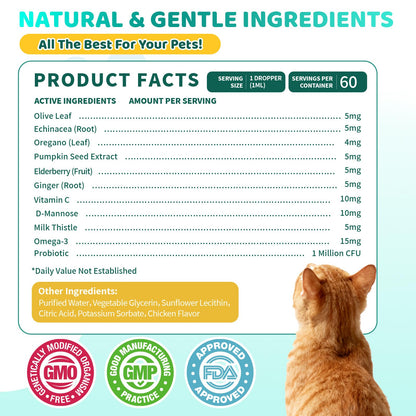 Natural Allergy Relief for Cats, Cat Itchy Skin Allergy Relief - Omega 3 & Probiotic for Allergies Cats, Cat Itch Relief - Skin & Coat Health, Immune Support, Seasonal Allergies - Chicken Flavor