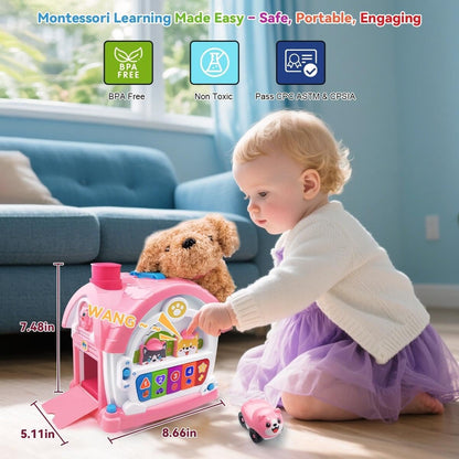 OKREVIEW Toys for 1+ Year Old Girls – 9-in-1 Montessori Musical Toddler Activity House with Lights, Sounds, Bilingual Learning, Ideal 1st Birthday Xmas Gifts for Girls Ages 1 2 3