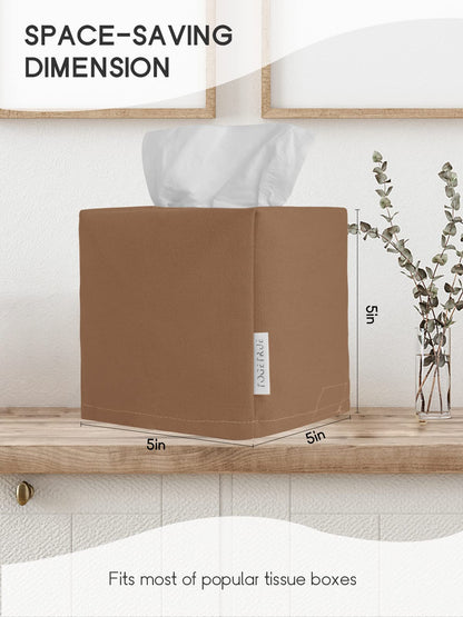Tissue Box Cover, Reusable Fabric Tissue Holder, Square Canvas Tissue Holders Decorative for Bathroom Vanity Countertop, Bedroom, Tabletop and Living Room