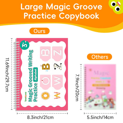 Timetome Large Magic Grooved Writing Practice for Kids 3-5, Grooved Writing Books Ages 6-8, Magic Book Handwriting Practice for Kids 5-7, Preschool Workbook Tracing Books for Boys & Girls