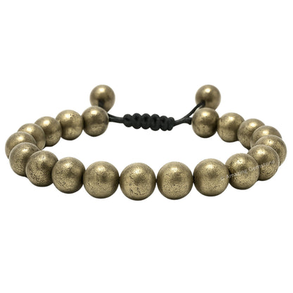 Amazing Gemstone Pyrite Bracelet, Gifts For Men & Women - Protection Healing Crystal Bracelet - 8mm Gemstone Beaded Adjustable Bracelet, Pulseras Para Hombres Mujer Stocking Stuffers