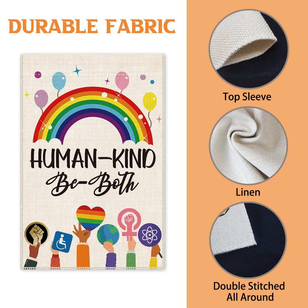 Hague Humankind Be Both Welcome Garden Flag, Be Kind Flag Yard Farmhouse Decorations, Ally Disability Equality Indigenous People Garden House Flag Home Yard Lawn Decorations