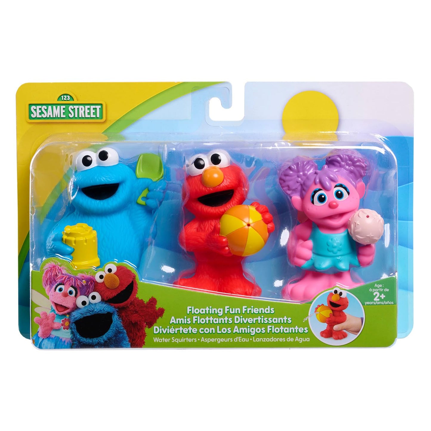 Sesame Street Floating Fun Friends 3-piece Set Water Squirters Bath and Pool Toys, Easter Basket Fillers, Gifts, Presents, Kids Toys for Ages 2 Up by Just Play, Kids Toys for Ages 2 Up by Just Play