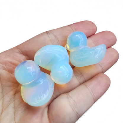 Bacatgem Synthetic Opalite Crystal Duck Carving Positive Energy Home Decoration Desk Decor,1.18 Inchs Crystal and Healing Stone Ornament