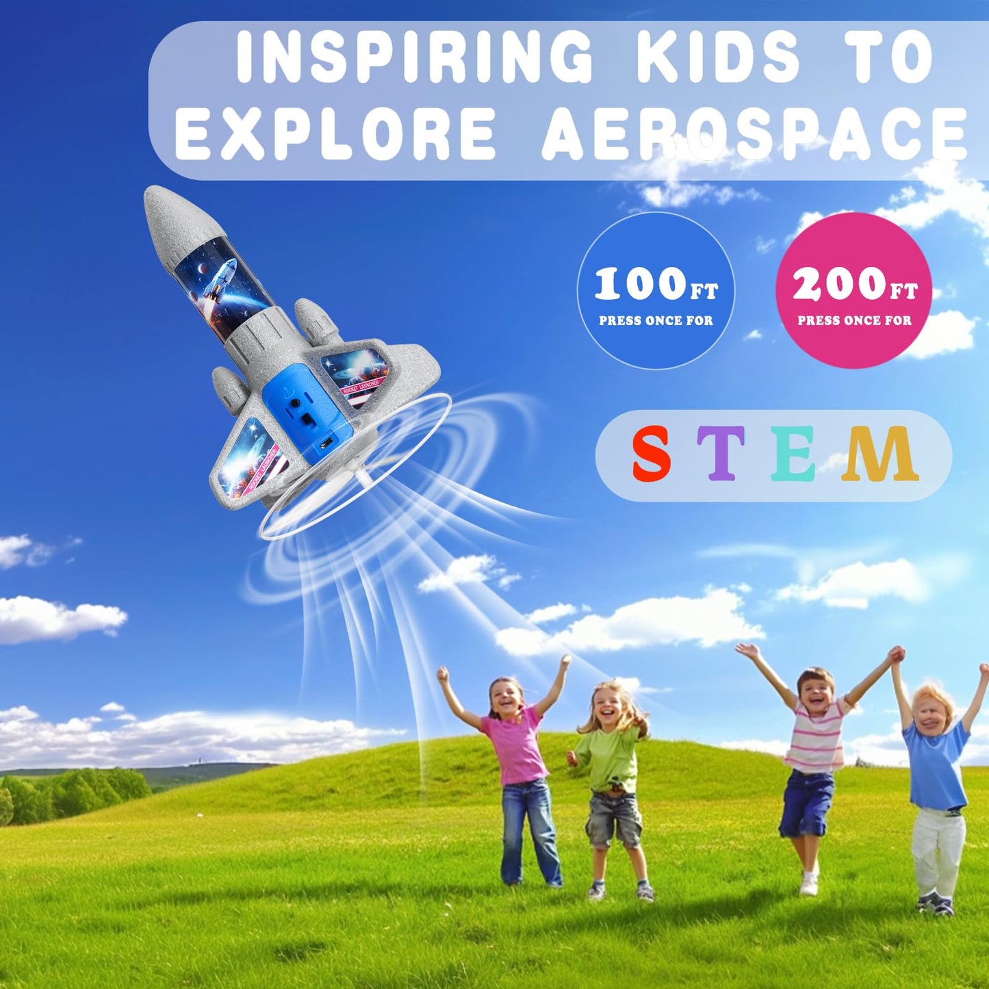 Rocket Launcher for Kids - 200 Ft of Flight Altitude, 2026 New Model Auto Electric Spinner Rocket Toys with Safe Parachute, Easter Birthday Gifts for Boys & Girls Age 6 7 9 10 11 12 8-13 Years Old