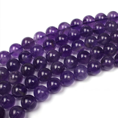 MJDCB 5A Natural South Africa Amethyst Gemstone Round Stone Beads for Jewelry Making DIY Bracelet Necklace (10mm)