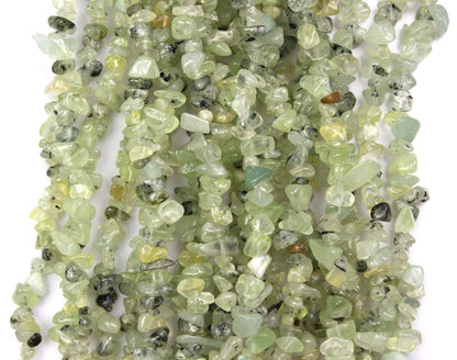 HAAMIIQII 5-8mm Natural Green Prehnite Chips Beads Irregular Chip Stones Loose Gemstone Beads Energy Healing Beads for Jewelry Making Strand 30 Inch