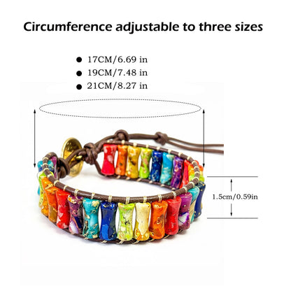 Lixdrem Boho Bracelets for Women Handmade Natural Stone Bracelet with Adjustable Leather Wrap Friendship Jewelry Inspirational Gifts for Women Friends