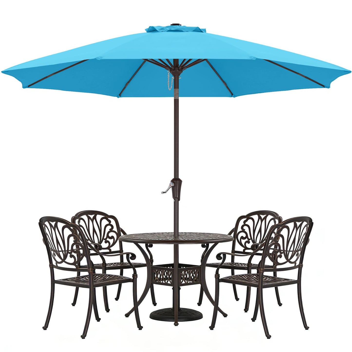 ABCCANOPY 9FT Outdoor Patio Umbrella, 8 Ribs Table Umbrella w/Crank for Easy Set Up, Suitable for Garden, Lawn, Deck & Backyard (Turquoise)