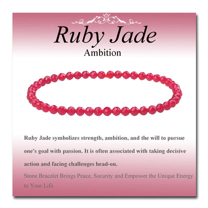 MASSIVE BEADS Natural Genuine Gemstone Beads Healing Crystal Chakra Reiki Jewelry Faceted Round Beads Bracelets (Ruby Jade, 3mm)