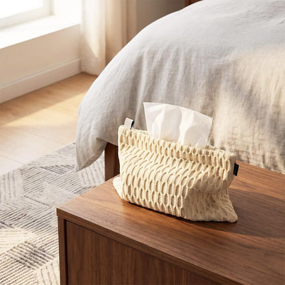 Beige Pocket Tissue Holder Japanese Style Quirky Style Tissue Holder Bag Decorative for Home Car Travel Offices Desk Housewarming Gift for Women New Home 10.6×7 inches