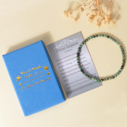 MASSIVE BEADS Natural Genuine Gemstone Beads Healing Crystal Chakra Reiki Jewelry Faceted Round Beads Bracelets (African Turquoise, 3mm)