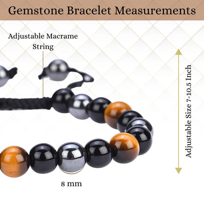 ANAYA AGATE Healing Crystal Bracelet – Chic Gemstone Bracelet for Men and Women – 8mm Round Bead Bracelets for Spiritual Healing, Protection, Positive Energy - Triple Protection