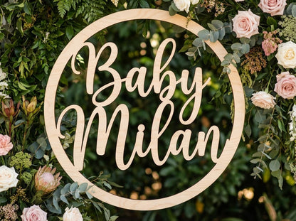 Professional Artwork Personalized Round Wood Sign, Laser Cut, Free Previews During Customization. Natural Wood Color, Sizes 12-36"