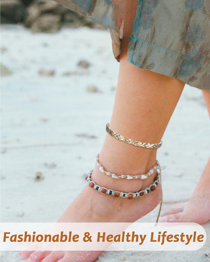 MagVIVACE Magnetic Stainless Steel Anklet for Women, Ankle Bracelet with 3500 Gauss Magnet, Health Jewelry