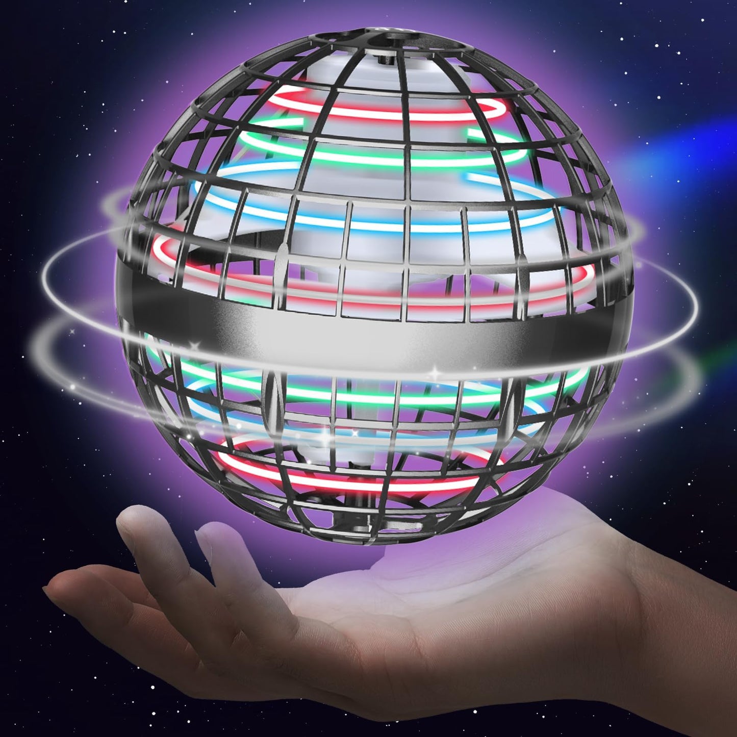 Sosuy 2026 Flying Orb Ball for Kids, Magical Hover Cosmic Boomerang Space Floating Mini Hand Rotating Drone Stocking Stuffer Xmas Toys for Boys Girls Teen Age 6 7 8 9 10+ Gray