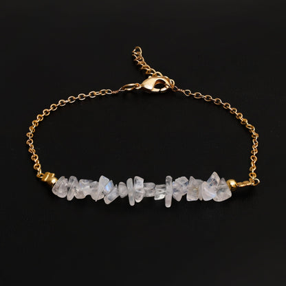 Gempires Moonstone Bracelet for Women, Crystal Bracelet, June Birthstone Gemstone Jewelry, Gold Plated Adjustable Bracelet (7” + 1” Extender), Dainty Stackable Bracelet Gift for Her
