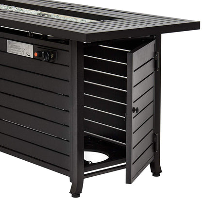 Hiland AFP-RT Propane 50,000 BTU Fire Pit, Retangular, Matte Black