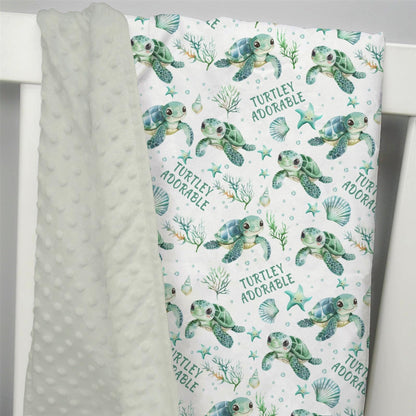 EyMzcod Mink Baby Boy Girl Blankets Under the Sea Turtle Animal, Ocean Creature Marine Life Double Layer Dotted Backing Receiving Swaddle, Newborn Infant Toddler Nursery Crib Bedding Shower Gift 30x40