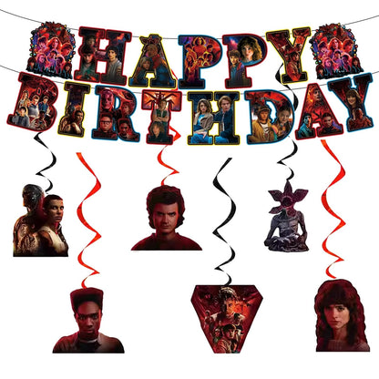 88PCS Birthday Party Full Supplies Kit：1 Banner + 6 Hanging Swirls + 20 (9-inch) Plates + 20 (7-inch) Plates + 20 Napkins + 20 Cups + 1 Tablecloth