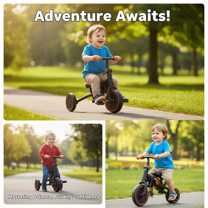 FVOJZQGD Baby Tricycle with Canopy,8 in 1 Toddler Bike Foldable Kids Tricycle,Toddler Tricycle for 1-3 Year Olds, Push Tricycle for Kids Trike Balance Bike Chrismas and Birthday Gift for Boy and Girl