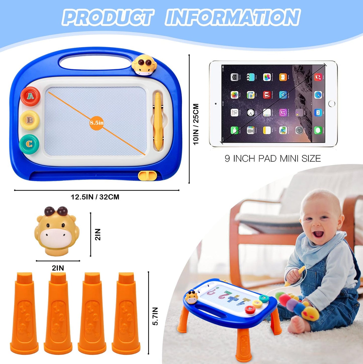 vusum Toddler Toys for 18M+ 2 3 Year Old Boys&Girls, Magnetic Drawing Doodle Board Kids Toy Etch A Pad Sketch,Toddle Boy Toy for Educational Learning of Age 18M+ 2 3 4 Boys & Girls Birthday