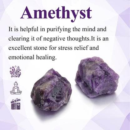 Jovivi 2pcs Raw Amethyst Crystals,Large 1.6-2.2" Healing Crystals Natural Rough Stones Crystal for Tumbling, Cabbing, Home Decoration, Polishing, Wicca & Reiki