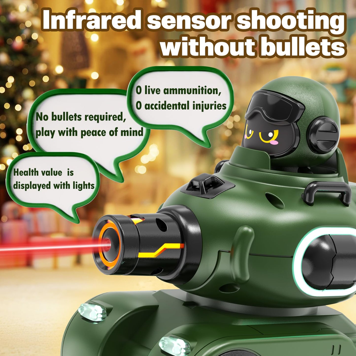 Innofans 2 Pack Cute Cartoon Remote Control Battle Tanks RC Ejecting Bumper Car with Laser tag 2 PCS Shoot to Ejected Out|Military Army Toys for 6+ Boys Girls | Christmas Birthday Gifts for 8-12