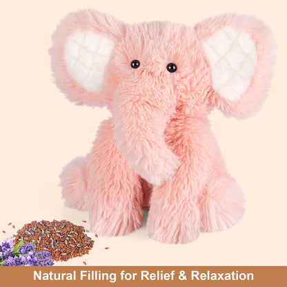 SuzziPals Heatable & Coolable Elephant Stuffed Animals, Microwavable Heating Pads, Stress & Discomfort Relief, Elephants Plushies for Companion, Lavender Scented Plush Toy, Elephant Gifts