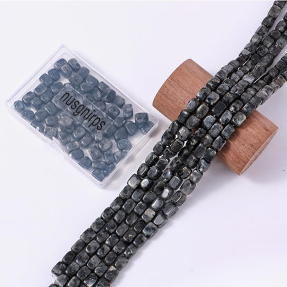 Natural Large Black Spectrolite Cube Stone Beads 8x11mm 38cm/str Loose Semi Gemstone Stone Square Beads for Making Bracelets Necklace