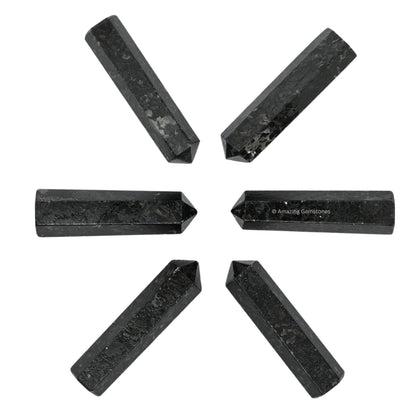 Amazing Gemstone Nuummite Crystal Points Bulk Healing Crystals & Stones - Pack of 3 Single Terminated Healing W& Point Bulk Crystals for Crafts, Crystal Grid, DIY Work - Premium Crystals